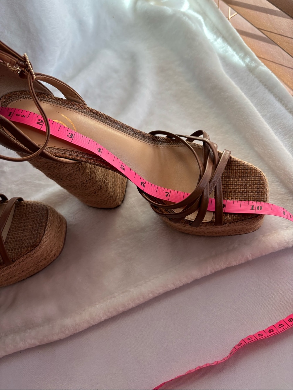 Sam Edelman Kade Cognac Leather Platform Sandals 5.5" Heel Size 8.5M - Picture 11 of 13